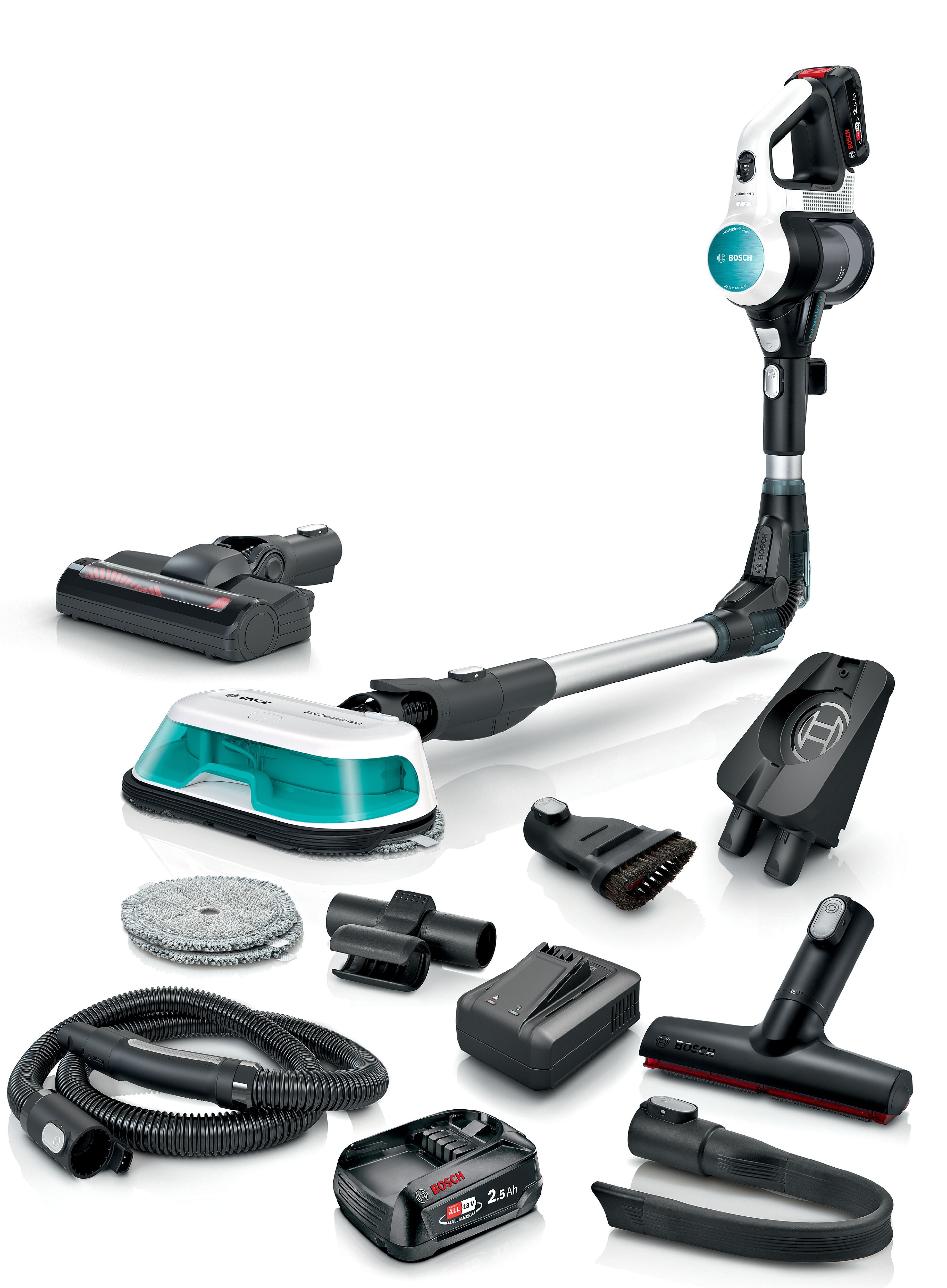 Akku-Staubsauger 2in1 Saugen & Wischen Unlimited 7 ProHygienic Aqua Weiß (BSS712XHYG), ab 10,49 € monatlich