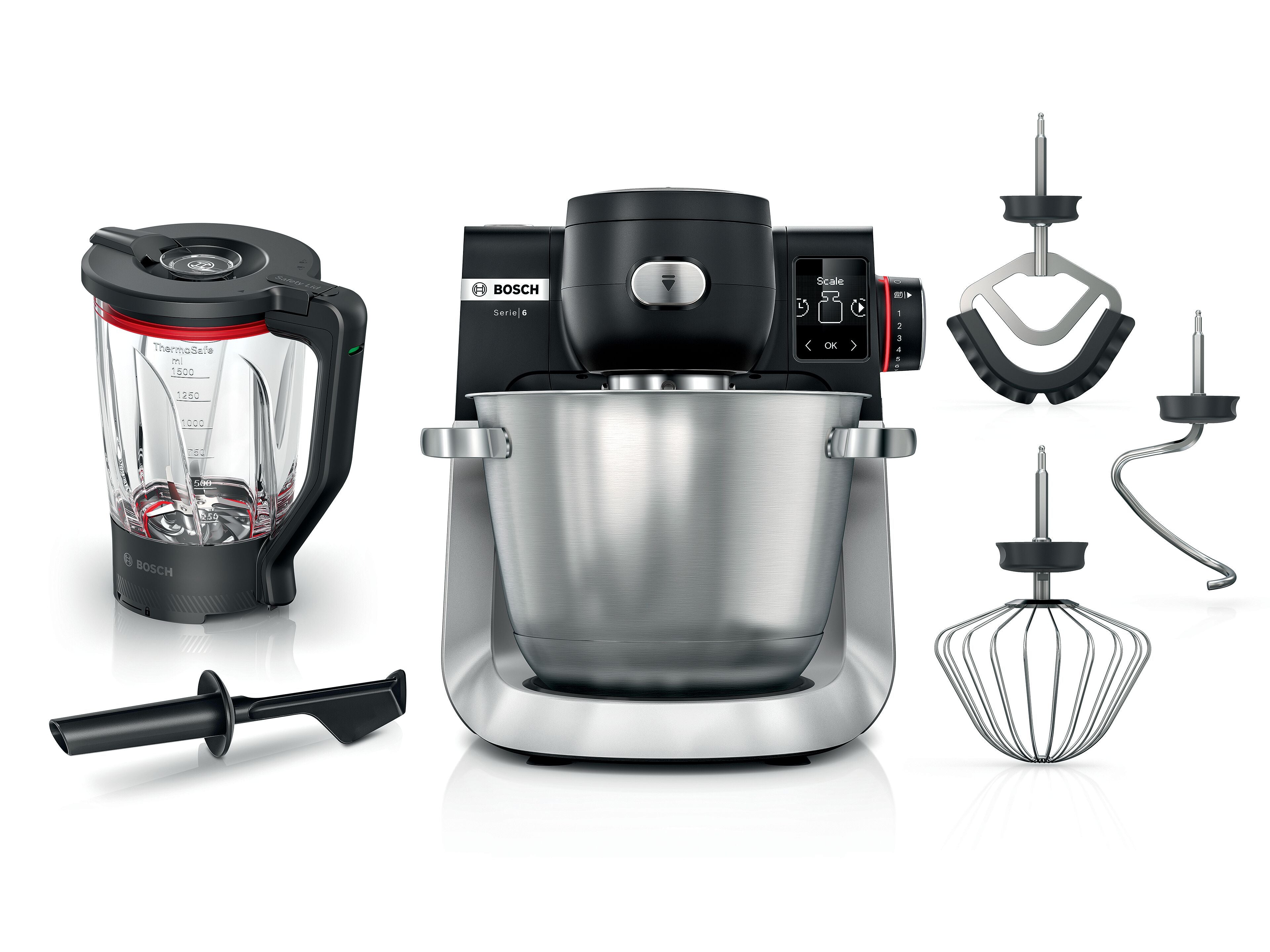 Serie 6 Küchenmaschine mit Waage 1600 W Schwarz, Edelstahl gebürstet (MUMS6ZS17), ab 9,65 € monatlich