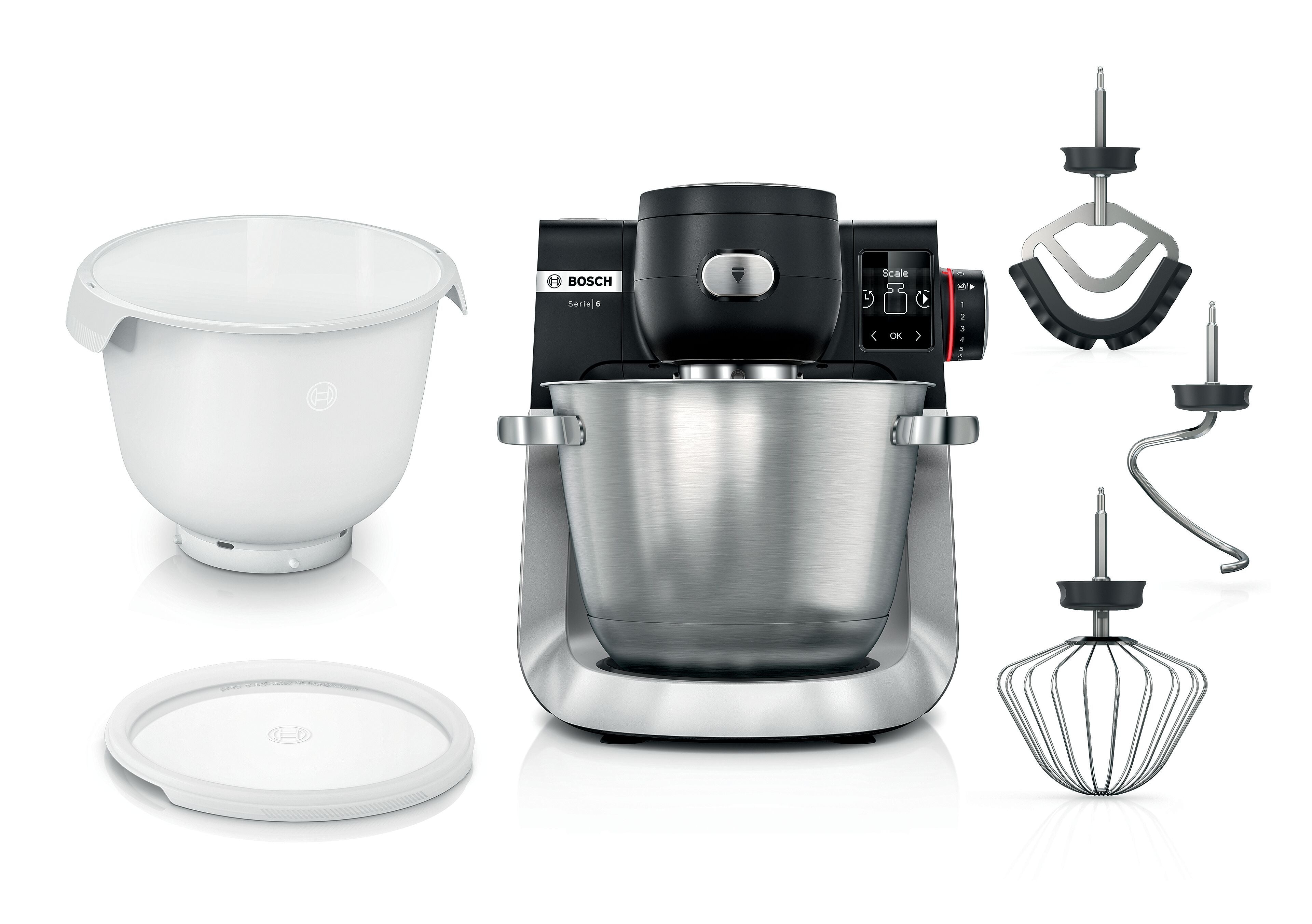 Serie 6 Küchenmaschine mit Waage 1600 W Schwarz, Edelstahl gebürstet (MUMS6ZS18), ab 8,65 € monatlich