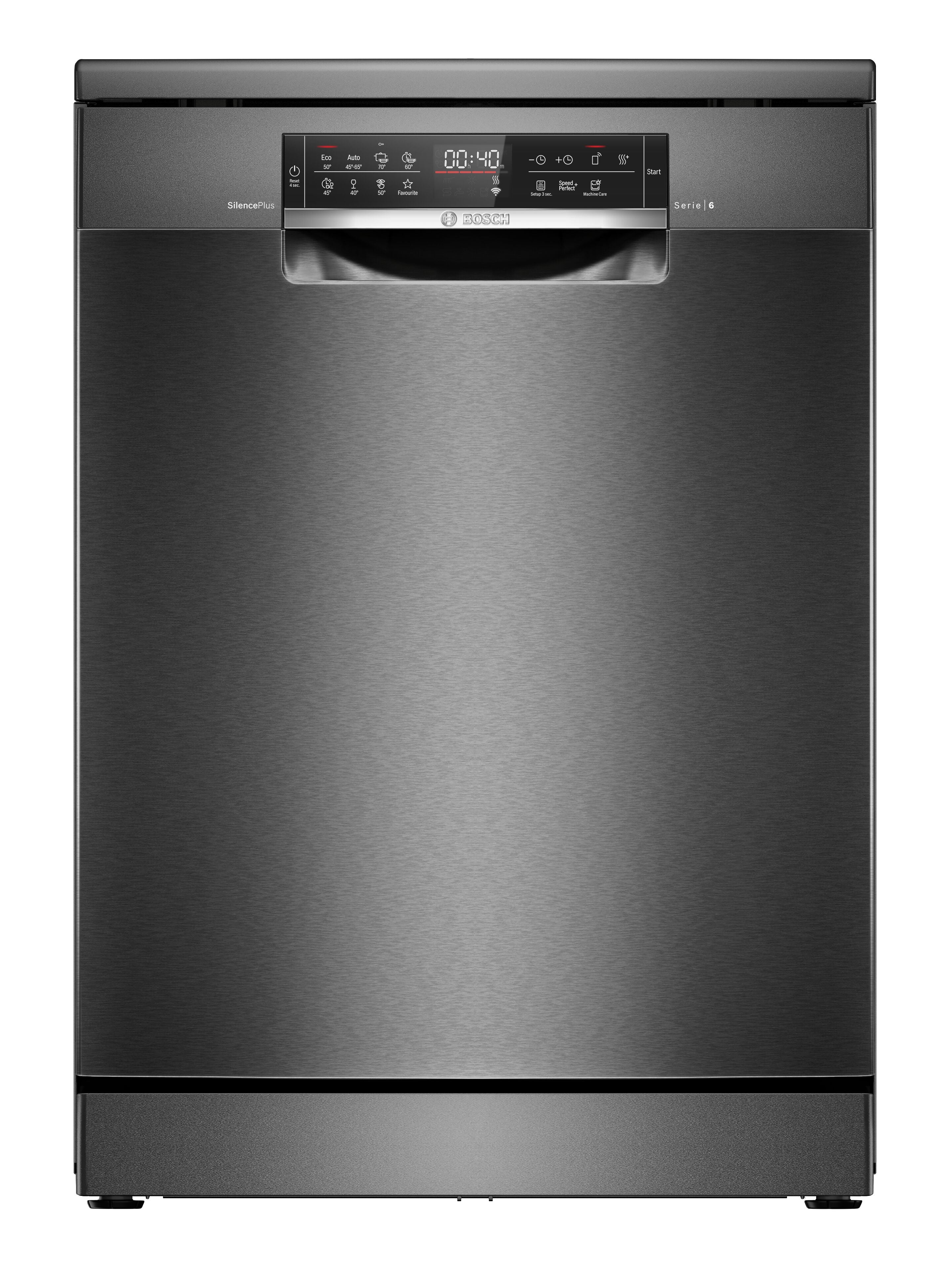 Serie 6 Freistehender Geschirrspüler 60 cm Gebürsteter schwarzer Stahl mit Anti-Fingerprint (SMS6ECC12E), ab 13,99 € monatlich